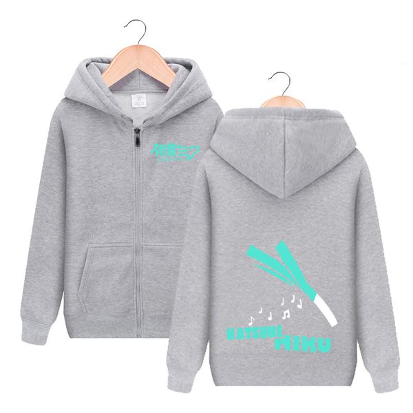 

vocaloid hatsune miku long sleeve zipper hooded hoodie cosplay costume men women casual sweatshirt streetwear jacket, Black