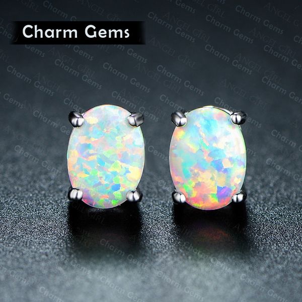 

sale fashion jewelry 925 sterling silver needle name opal earrings female crystal from woman christmas gift, Golden;silver