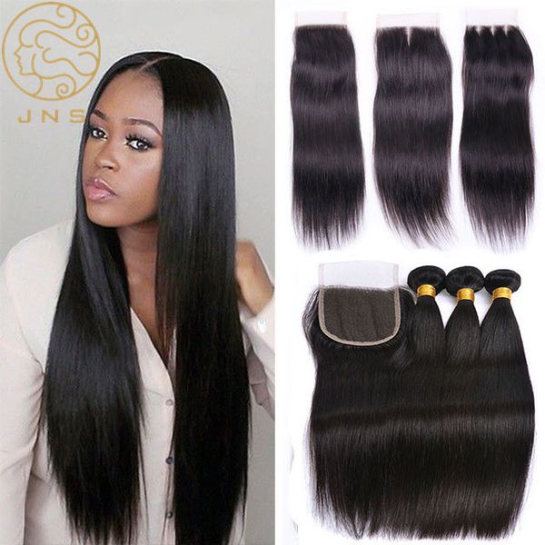 Jns Peruvian Virgin Human Hair Extensions 3 4 Bundles With Closure