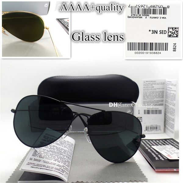 

good glass lens polit classic eyewear men women sunglasses uv400 brand designer 58mm 62mm mirror sun glasses better case, White;black