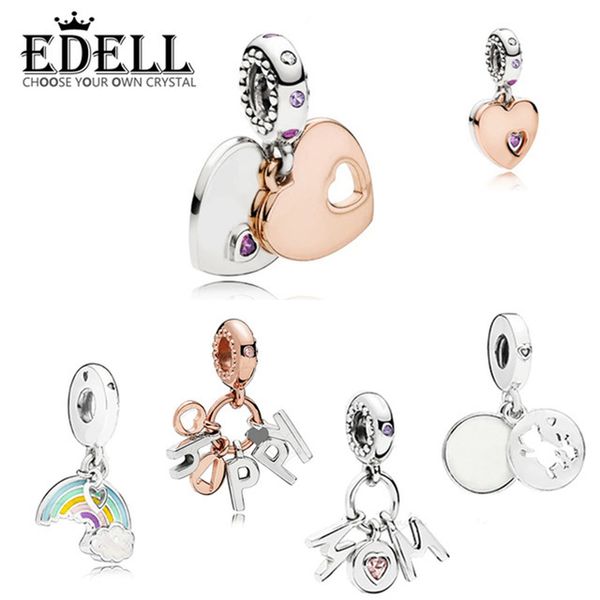 

dorapang 100% 925 sterling silver new heart shape mother's day series happy rose gold rainbow pendant diy gift necklace, Black