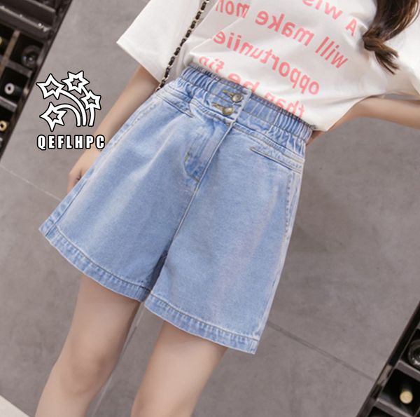 

denim shorts broad leg pants women's clothing women's jeans casual fashion clothes cowboy pants denim shorts wathet hole ripped a7, Blue