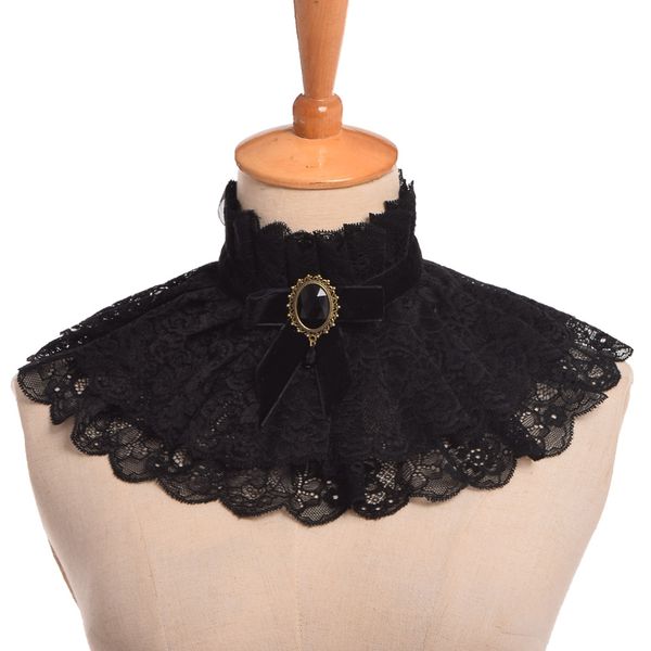 

lolita neck collar gothic punk neck ruff lace ribbon charm cosplay props
