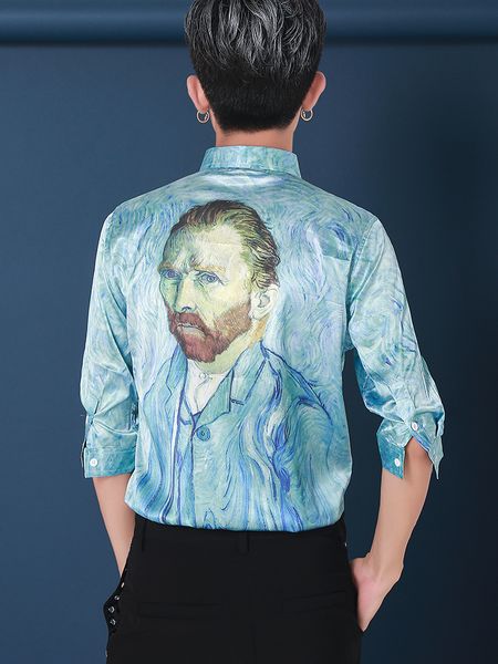 

3xl 2018 новый женская и мужская одежда парикмахер gd мода оригинальный уличная живопись маслом блузка рубашка певица костюмы, White;black