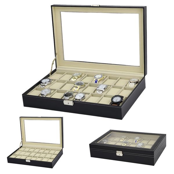 

2018 new 24 grids watch case box casing jewelry packing case for hours sheath for hours box watch display