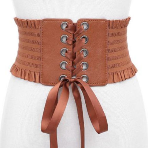 

women fashion stretch waistband corset wide elastic waist belt, Black;brown