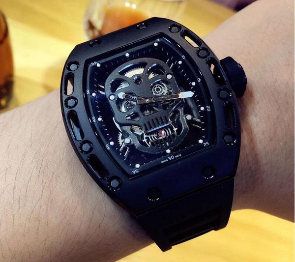 

2018 мужские часы спортивные череп большой наручные часы Relogio автоматические механические часы из нержавеющей стали