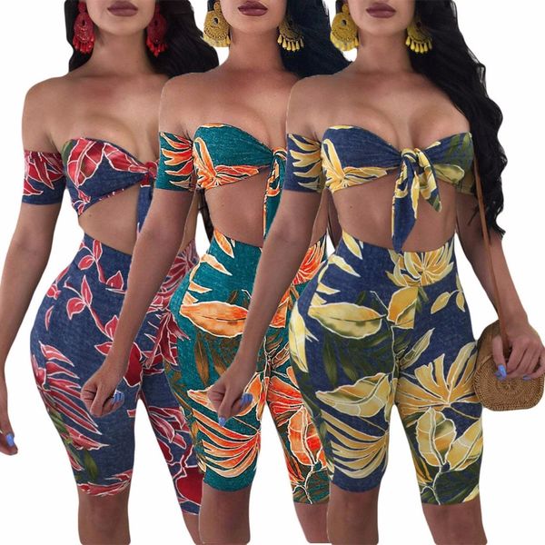 

women sets lace up hollow out fashion strapless fashion high street sets and knee length trousers selling, White