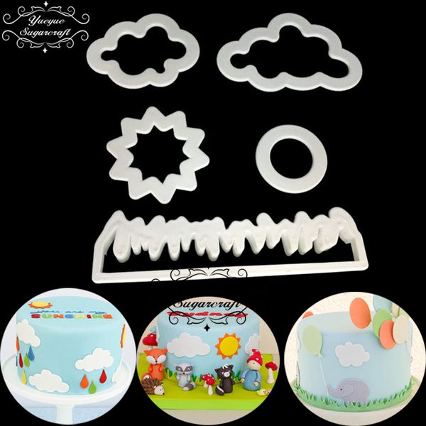 

yueyue sugarcraft grass/sun/cloud plastic fondant cuer cake mold fondant mold cake decorating tools sugarcraft