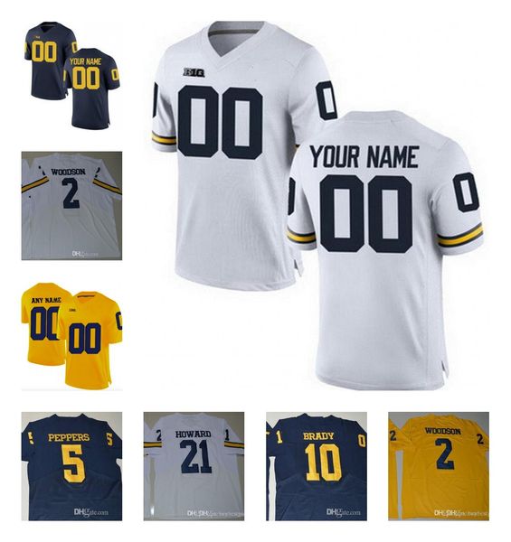 

мужчины мичиган росомахи пользовательские колледж футбол трикотажные изделия персонализированные любое имя любое количество сшитые размер s, Black;red