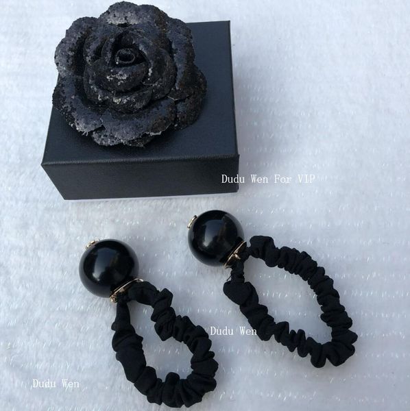 

Классические черные роскошные аксессуары для волос большая черная жемчужина с метками на веревке для волос с Vip-галстуком и подарочной коробкой