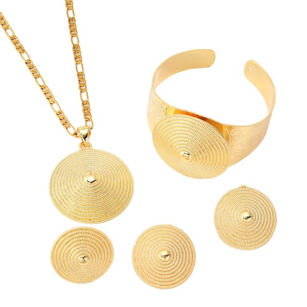 

ethiopian jewelry 24k gold plated pendant ring earring bangle wedding sets women, Black