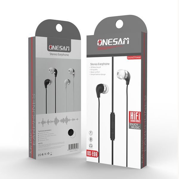 

50pc one am o e09 in ear earphone with microphone 3 5mm wired tereo head et earbud hifi earphone for phone xiaomi am ung huawei