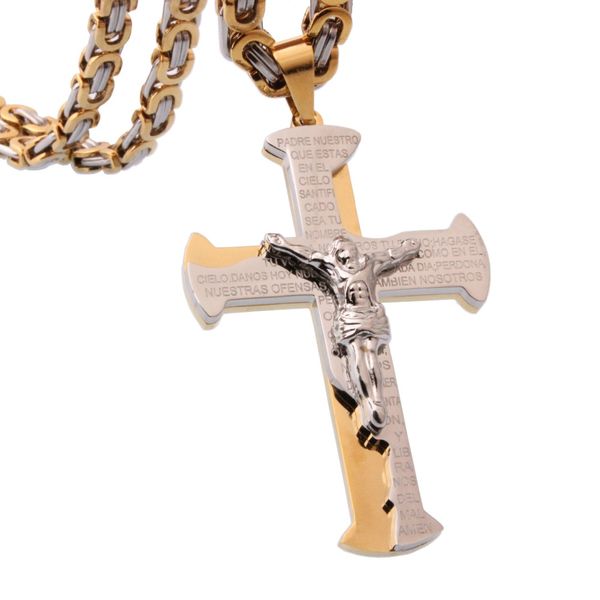 925 Sterling Argent Crucifix Cross Charme avec Jésus Collier Pendentif 18/" Chaîne