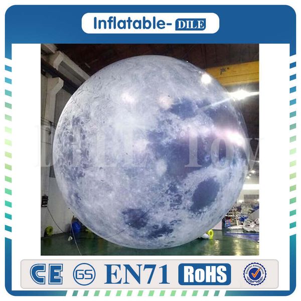 Бесплатная доставка гигантский надувной шар луны со светодиодом света высокого разрешения печататься глобальным шаром для событий