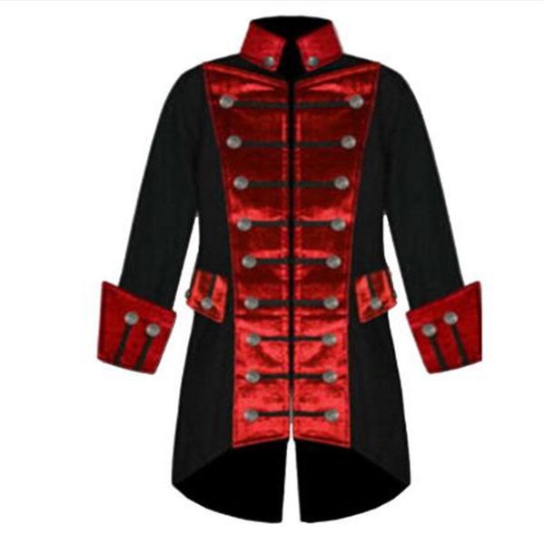 

plus size long sleeve halloween trench men coat fashion velvet trim steampunk men jacket vintage gothic brocade jacket, Tan;black