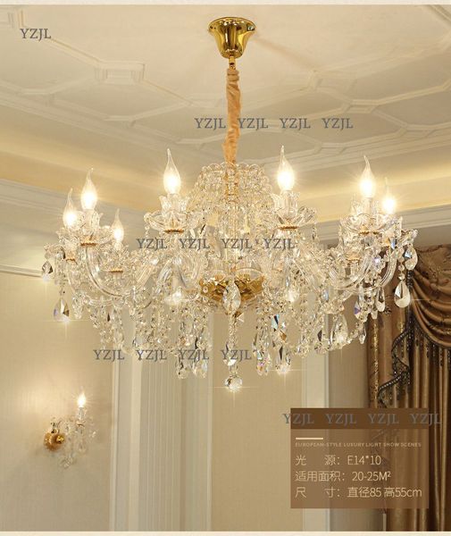 

modern lustre 6/8/10/15/18/24 lights big lustres chandelier 100% k9 crystal luxury large home decoration hand blown clear chandelier