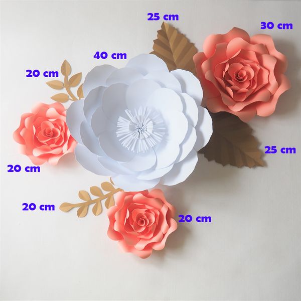 

diy giant paper flowers backdrop artificial handmade paper rose 4pcs+leaves 4pcs wedding & party deco home decoration video diy