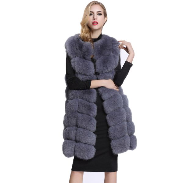 

2018 new faux fur vest winter women coat fashion strip patchwork fur vests faux long thick warm coat plus size s-3xl, Black