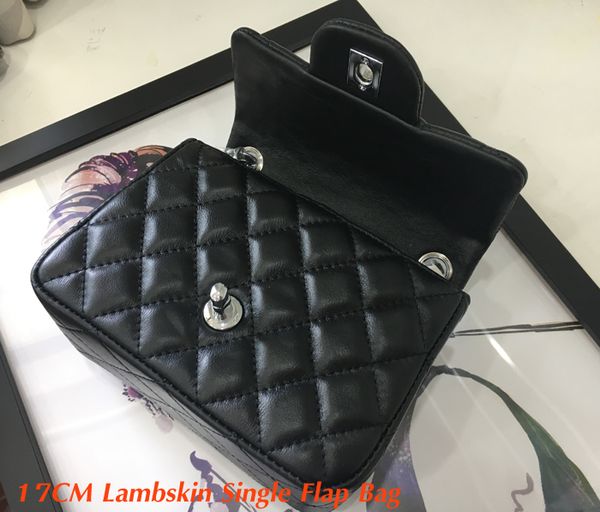 

Good price women 039 quare cro body bag 1115 black genuine lamb kin ingle flap bag 17cm women mall houlder bag