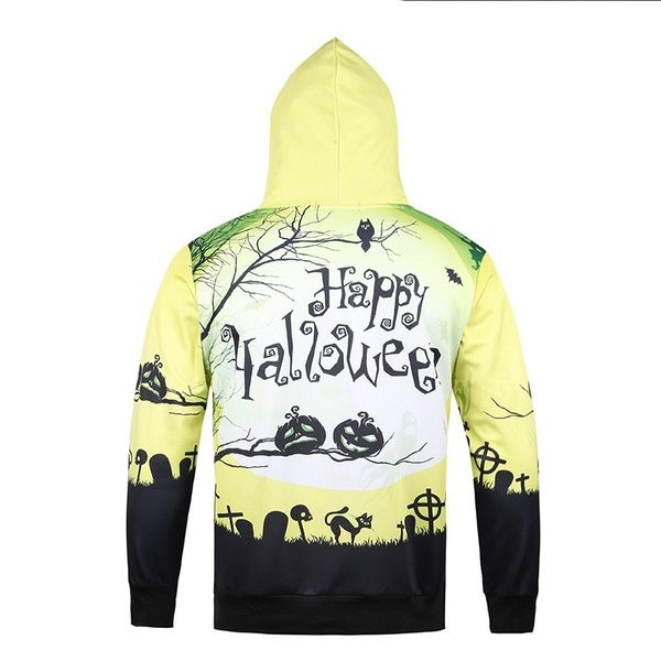 

3d digital printing hooded sweater halloween pullover men hoodie, Black