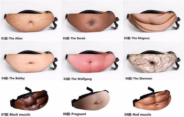 

10pcs creative dad bag bod packs bags case universal flesh color beer fat belly fanny pack funny money bags dadbag pouch