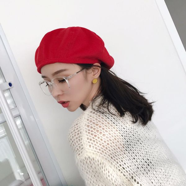 

lady spring winter berets hat painter style women imitate wool vintage berets solid color caps female bonnet warm walking cap, Blue;gray