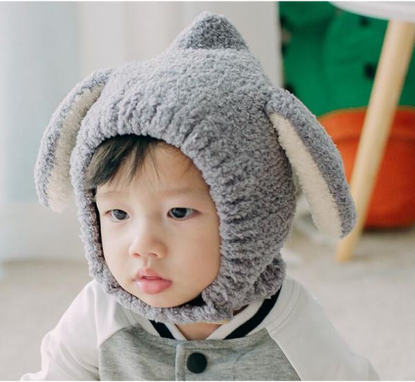 Cartone animato animale coniglietto orecchie lunghe cappello oggetti di scena per foto del bambino peluche caldo berretto invernale per bambini carino cappuccio per bambini