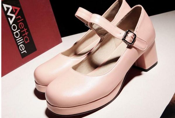 

send 2018 new style korean version of round head coarse heel women single shoes, Black