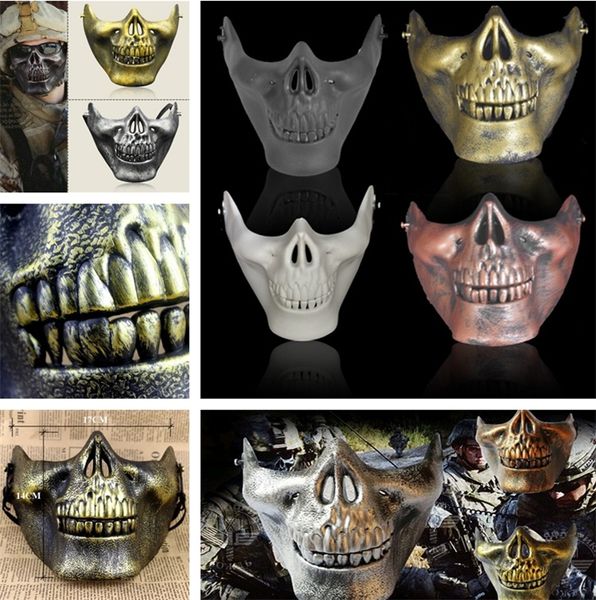 

new retro cs 3d skull skeleton lower half face protective horror skull mask for halloween carnival party gift party masks i303
