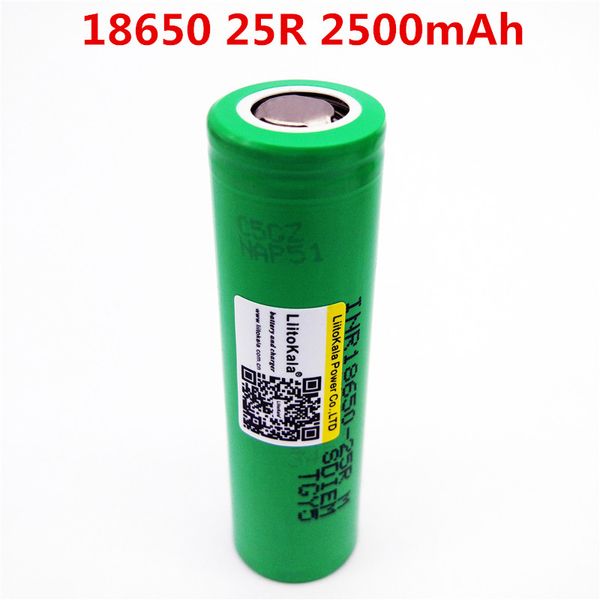 25R de alta capacidade 3.6V 18650 2500mAh bateria recarregável Li-ion ferramentas lanterna INR18650-25R Brinquedos