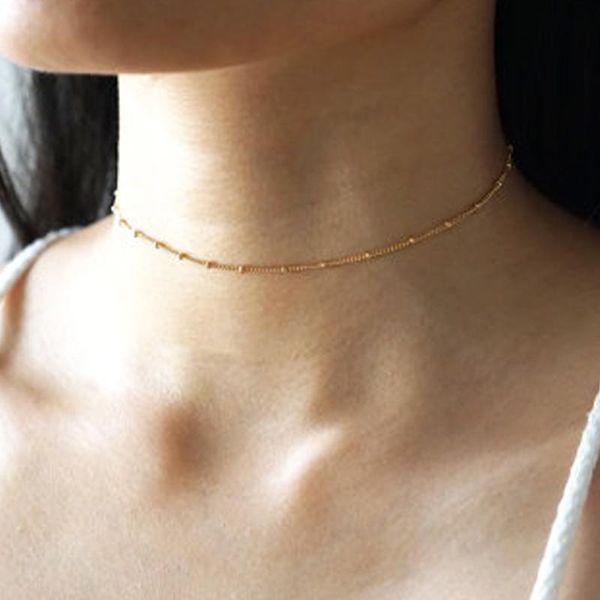 

New Fashion Chokers Necklace Gold Bead Satellite necklace For Women Charm Necklace PL046