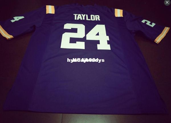 

men #24 tyler taylor white purple derrius guice lsu tigers or custom any name or number alumni college jersey, Black;red