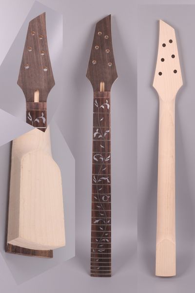 YinfenteE-Gitarre Hals-Ersatzteile 22 Bünde 25,5 Zoll Ahorn-Palisander Griffbrett Halsstab Anschraubbare JK-Spindelplatten-Sicherungsmutter #JK1-5