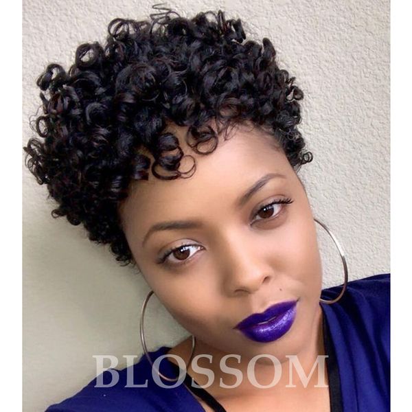 100 Human Hair Full Lace Front Wigs Glueless Short Tight Curly