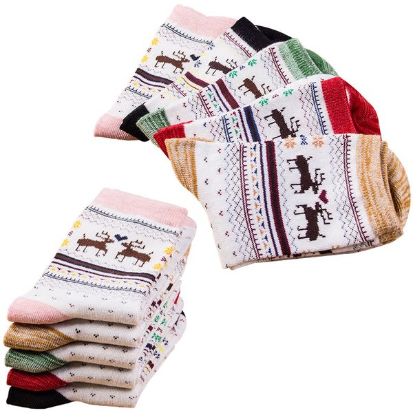 

5 pairs women christmas sock sweet candy color cartoon elk women socks winter warm cotton shorts ankle socks meias calcetines, Black;white