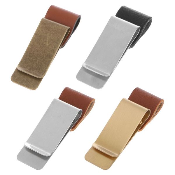 

handmade leather stainless steel pen holder clip journal notebook paper folder, Black;red