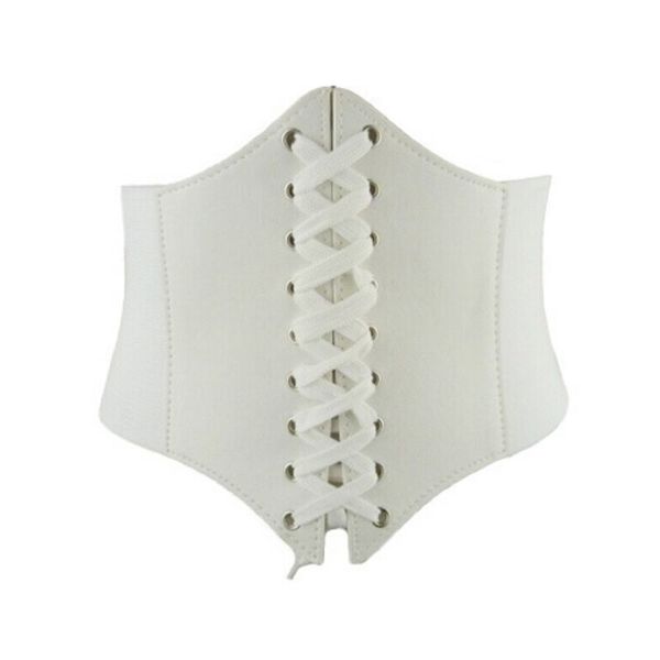 

hot women waist cincher corset wide band elastic tied waspie belt wh, Black;brown
