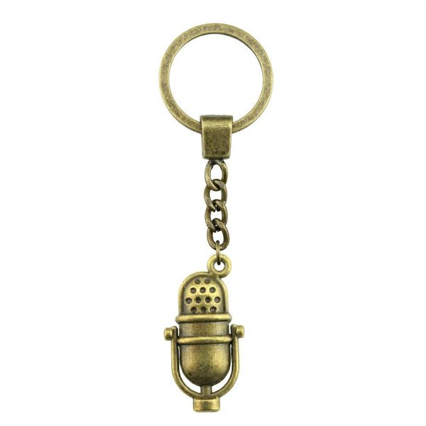 

6 pieces key chain women key rings couple keychain for keys microphone 26x13mm, Slivery;golden