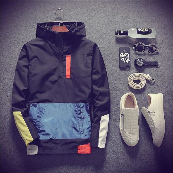 

new 2018 casual mens coon mosaic hooded windproof jacket casual zipper large yard baseball clothing fashion jogger sportswear, Black;brown