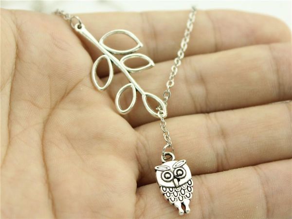 

wysiwyg 5 pieces metal chain necklaces pendants hand made necklace men double sided owl 19x9mm n2-b11537-b10724, Silver