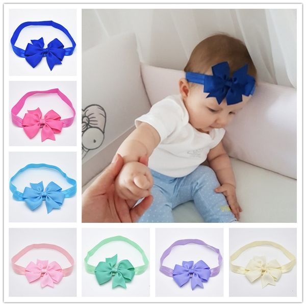 

16pcs hair band bowknot cabelo meninas rustico pequena flor fresca perola frisado headband faixas de cabelo faixa de borrac hd003, Slivery;white