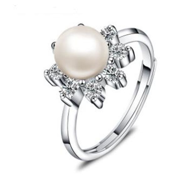 

natural freshwater pearl ring in sterling silver fashion female open ring