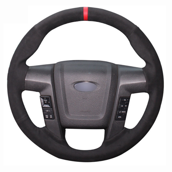 

leather steering wheel hand-stitch on wrap cover for ford f150