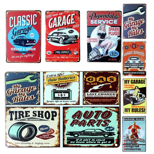 

vintage metal tin sign car repair shop garage retro plaque poster bar pub club wall tavern garage home decor 7 style 1pcs 2017