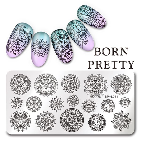 

12*6cm born pretty rectangle nail stamping template floral design nail manicure image plate bp-l051, White