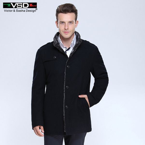 

thick wool blends suit design woolen men's casual trench overcoat slim fit single breasted office suit jackets coat for men, Black