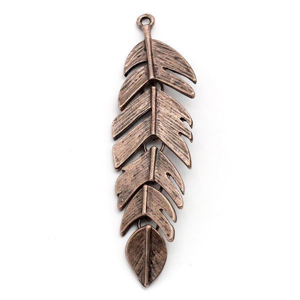 

doreen box lovely charm pendants leaf antique copper 6.2cm x 1.7cm,10pcs (b24697, Black