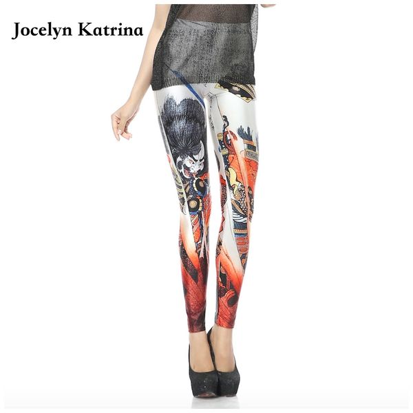 

jocelyn katrina spring and summer europe and the united states women's elastic slim digital printing leggings gym yoga pants, White;red