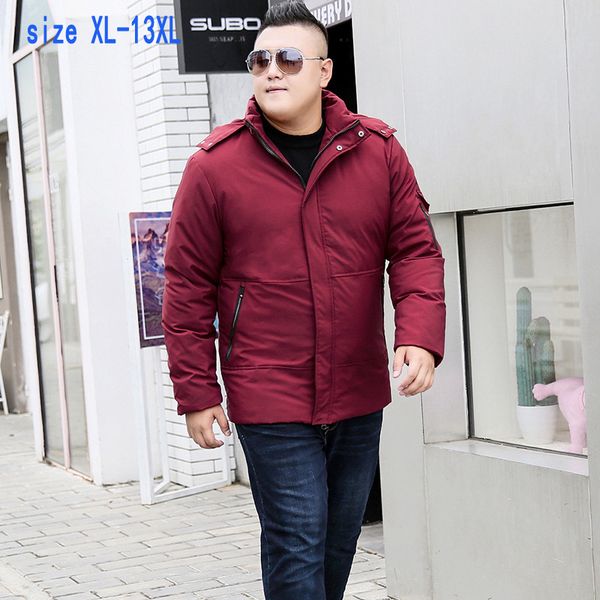 

new arrival fashion super large men casual warm thick with hood loose zipper down jacket coat plus size -12xl13xl, Black